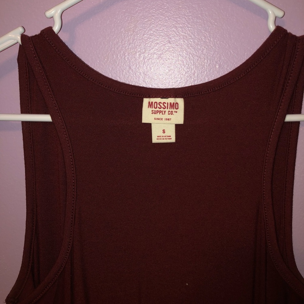 sleeveless wine colored dress